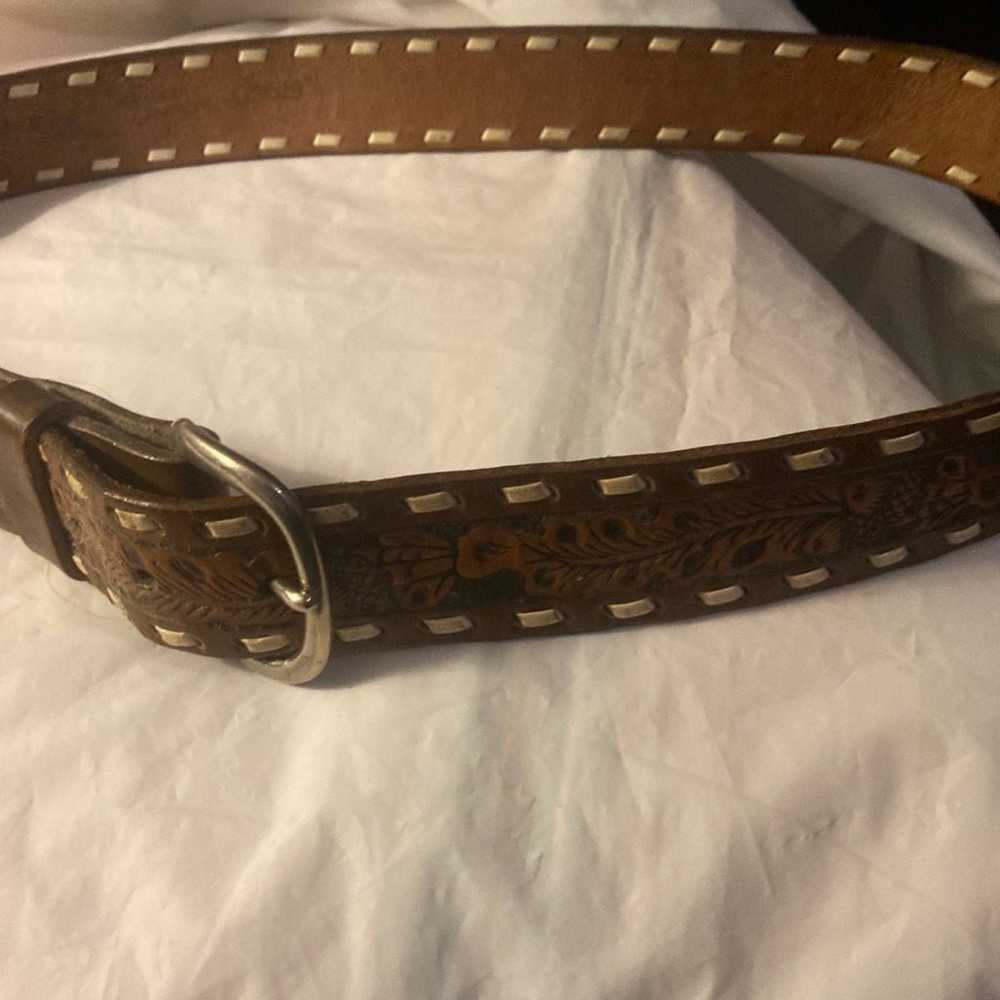 Belt Men’s hand tooled leather vintage - image 5
