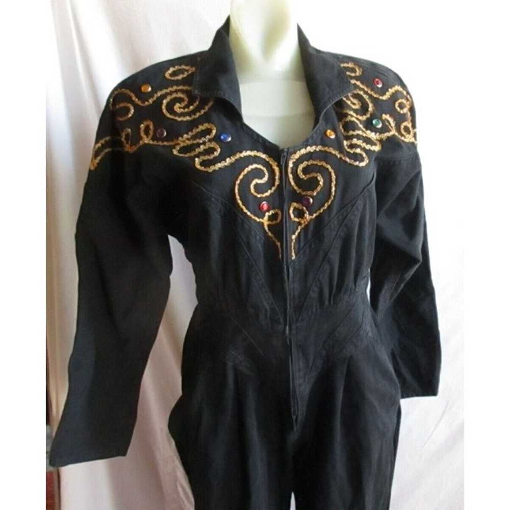 Vintage 1990s Black Denim Jumpsuit Size 12  PG Co… - image 5