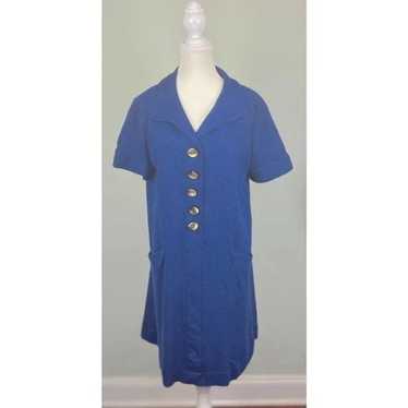 Curvy Vintage 60s/70s Tunic Dress Cobalt Blue Loo… - image 1