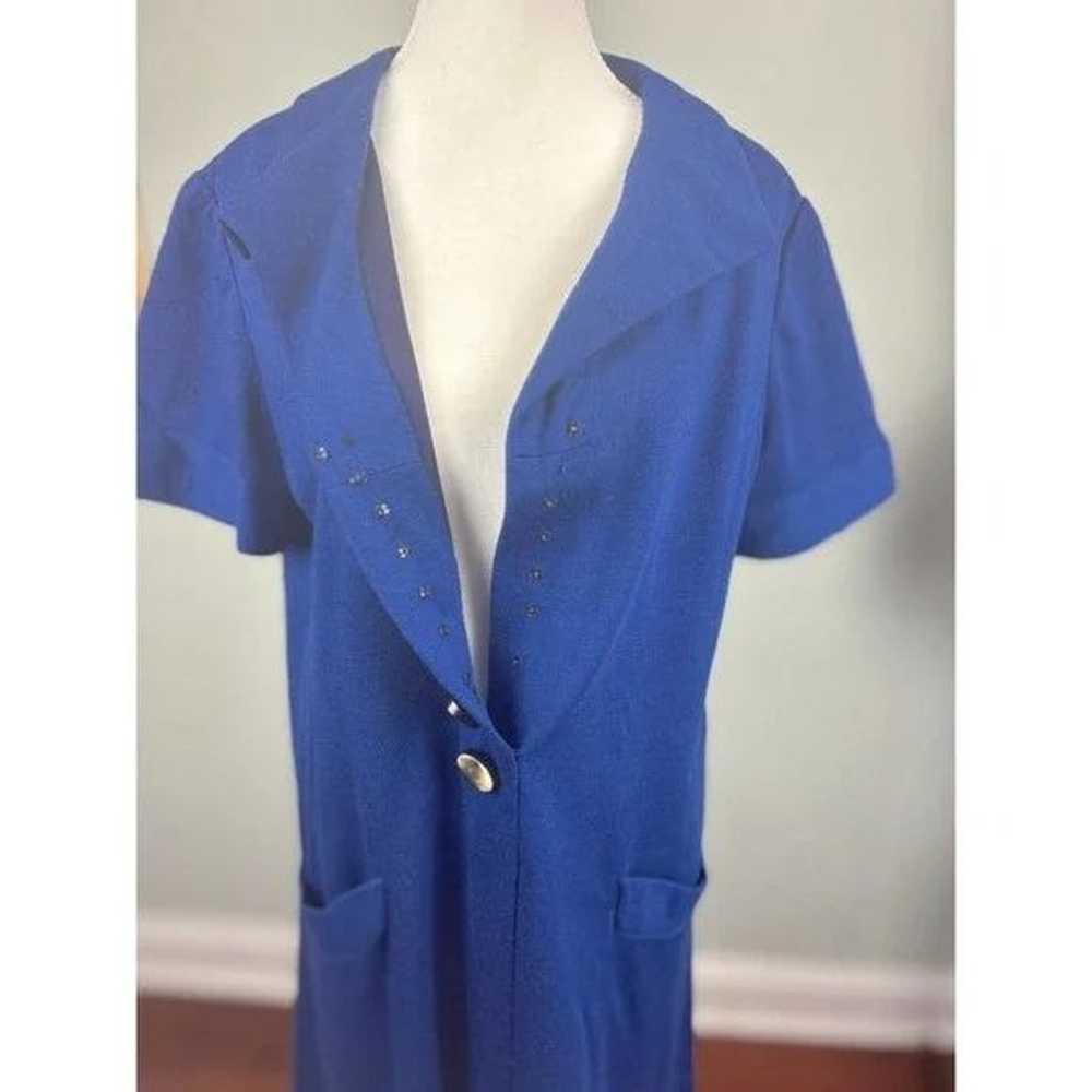 Curvy Vintage 60s/70s Tunic Dress Cobalt Blue Loo… - image 6