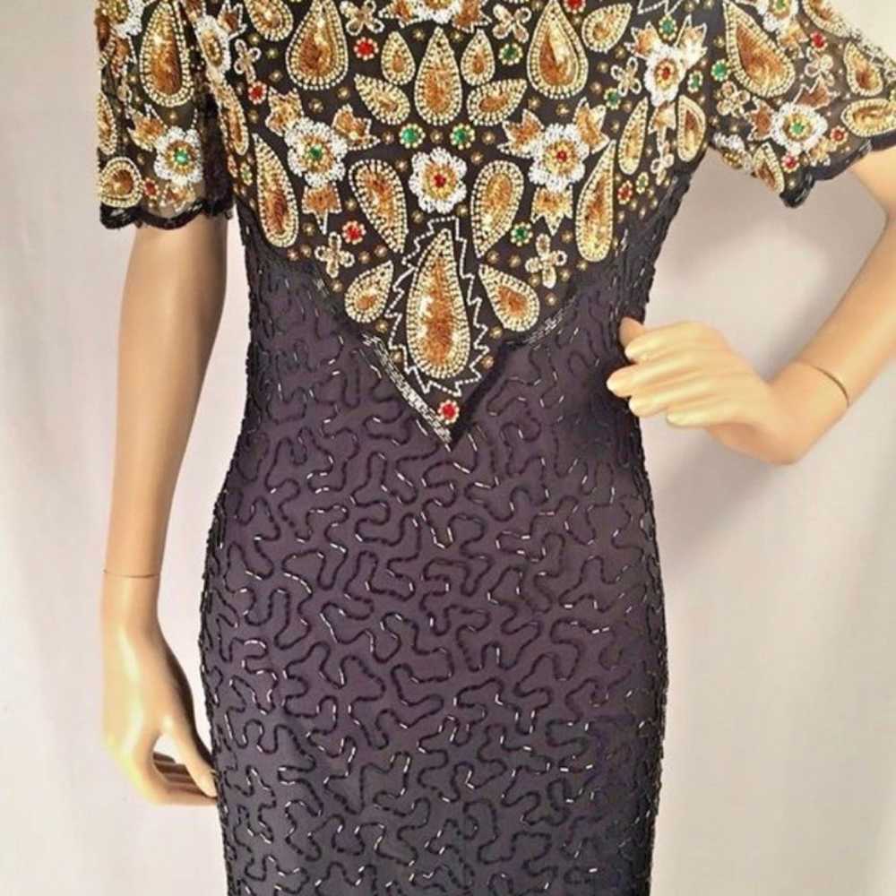 Stunning Vintage beaded dress by Laurence Kazar s… - image 10