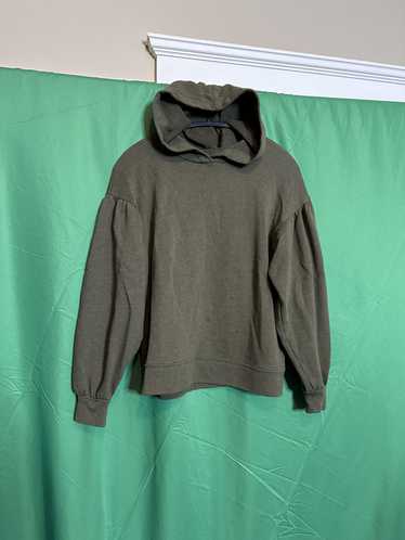 Madewell Army green ruched sleeve terry cloth hood