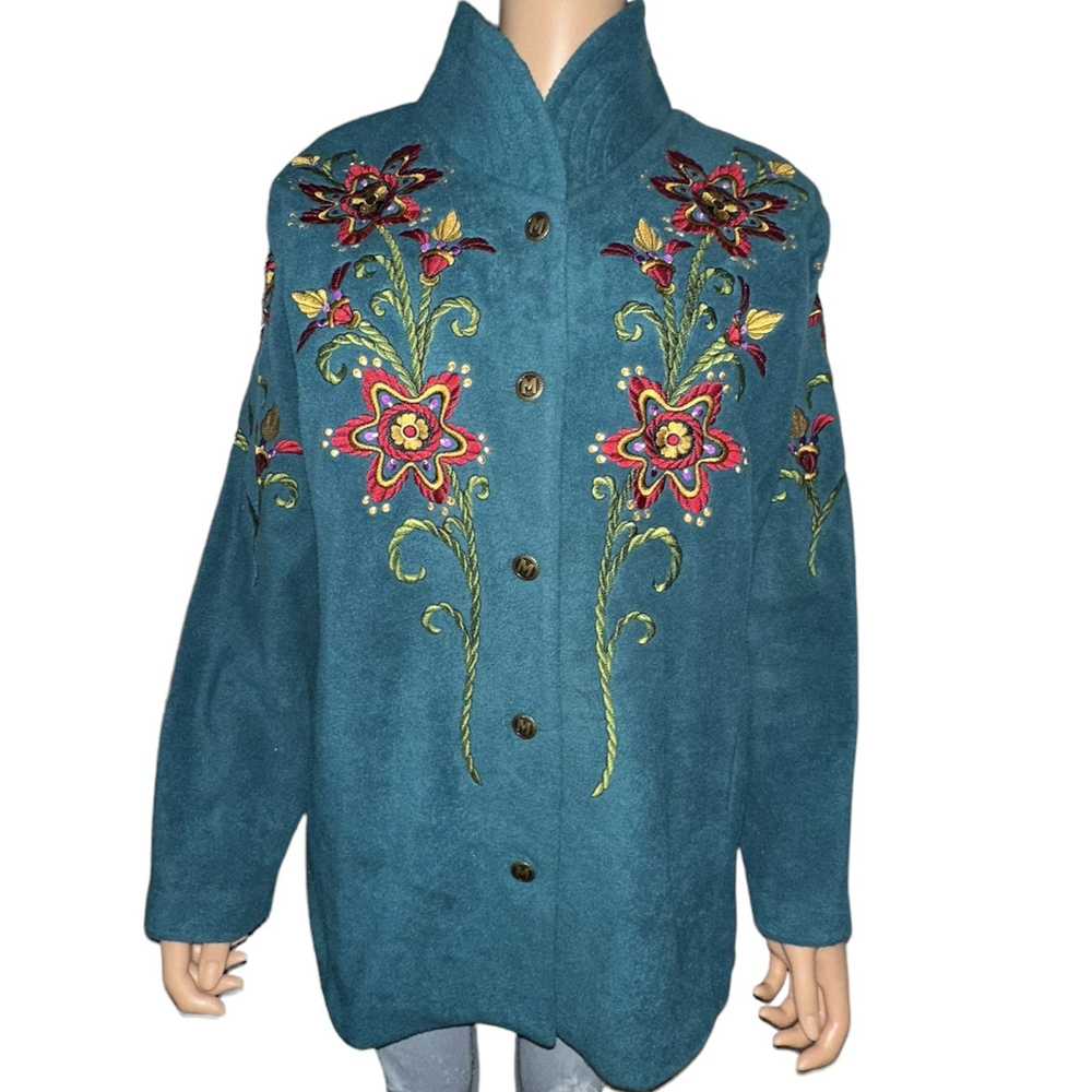 Bob Mackie 美品限定 vintage シャツ ジャケット unisex Bob Mackie Vintage Bob Mackie embroidered floral fleece jacket