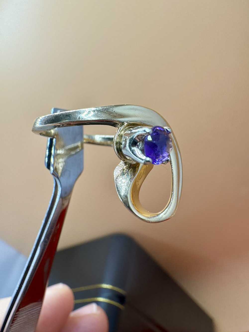 Other Solid 14k gold with amethyst / Size 6.25 / … - image 4