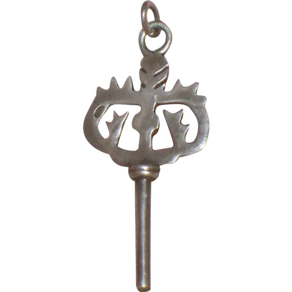 Vintage Silver Thistle Pendant Fob Charm Watch Key - image 1