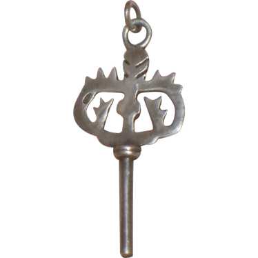 Vintage Silver Thistle Pendant Fob Charm Watch Key - image 1