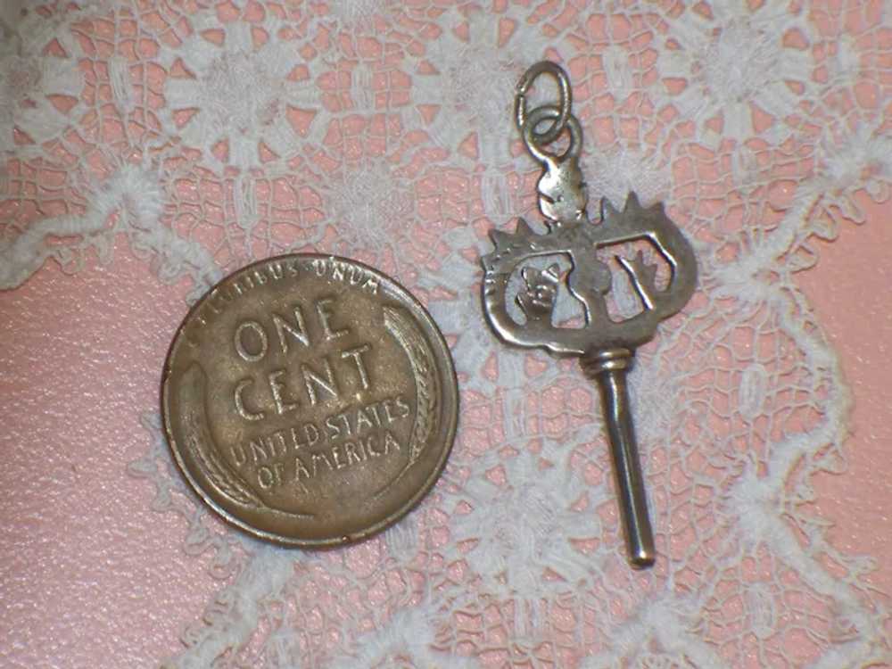 Vintage Silver Thistle Pendant Fob Charm Watch Key - image 6