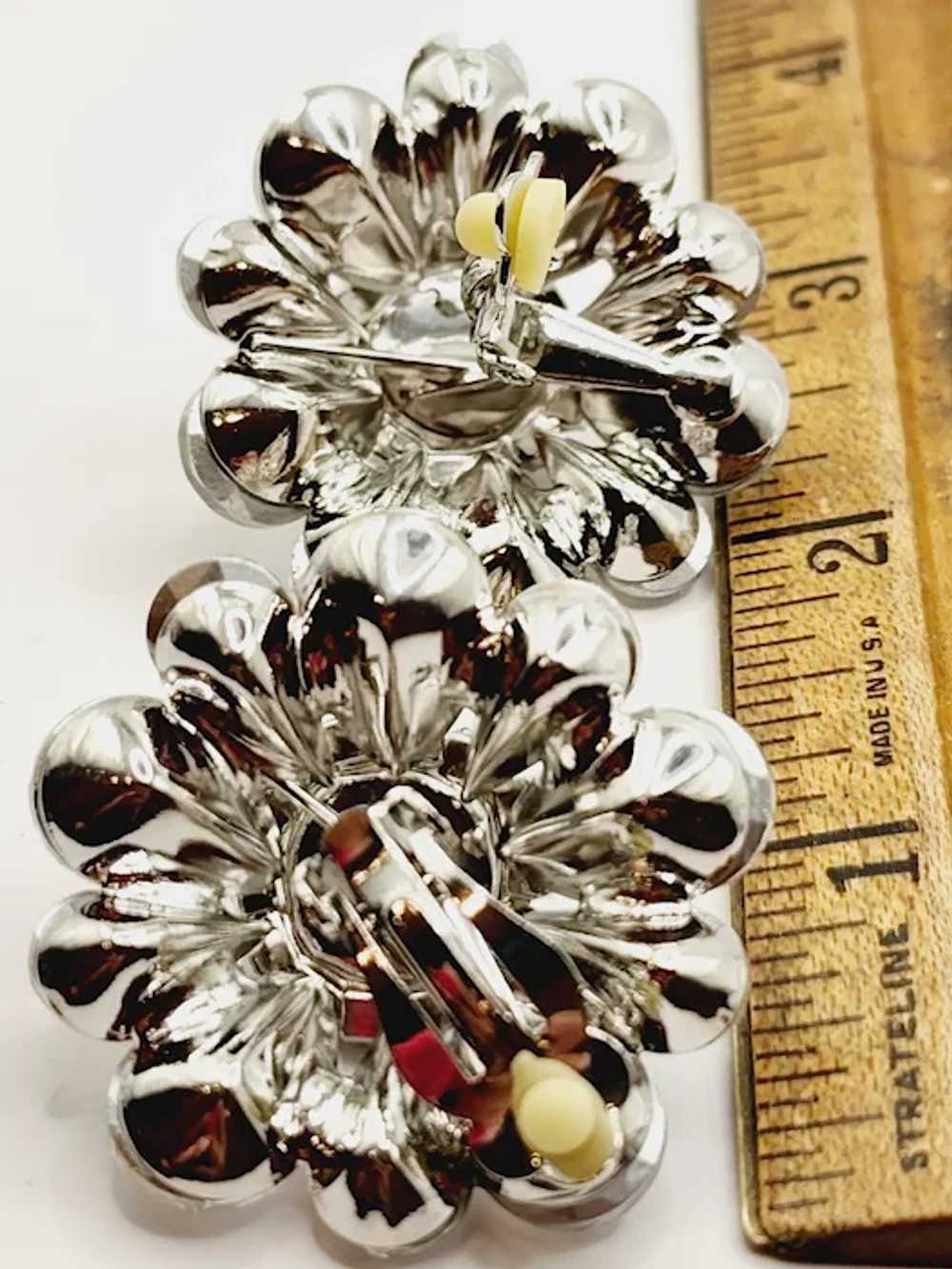 80's Huge Glass Flower Earrings (A454) - image 3