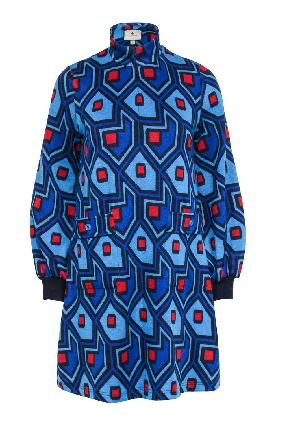 Tuckernuck - Blue & Red Geometric Print Long Slee… - image 1