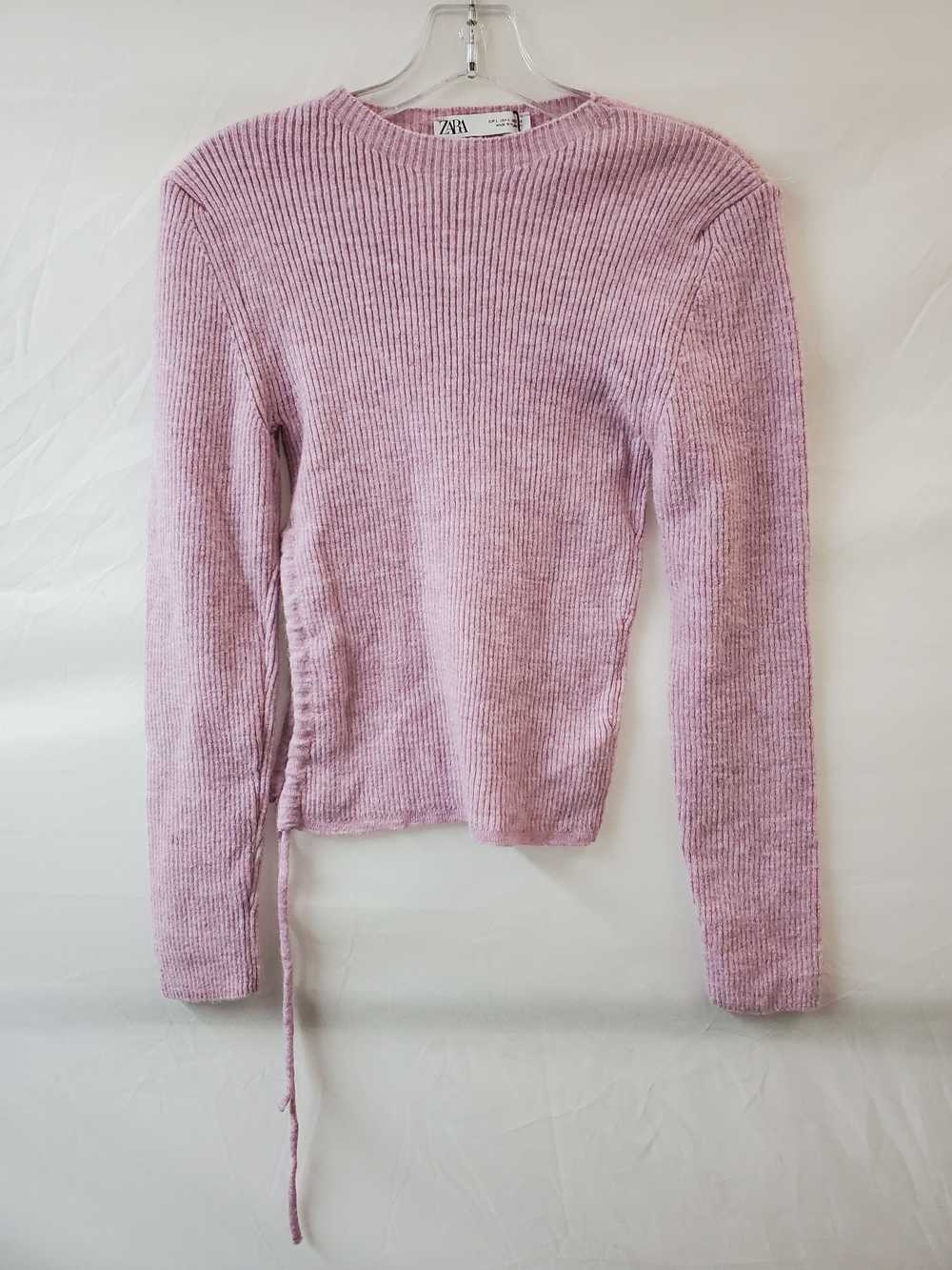 Zara Pink Ribbed Acrylic Sweater Size L - image 1