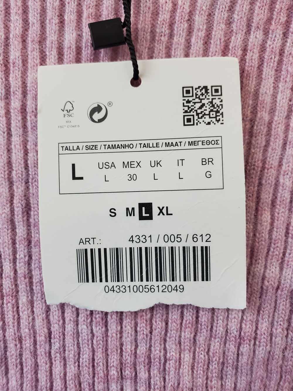 Zara Pink Ribbed Acrylic Sweater Size L - image 5
