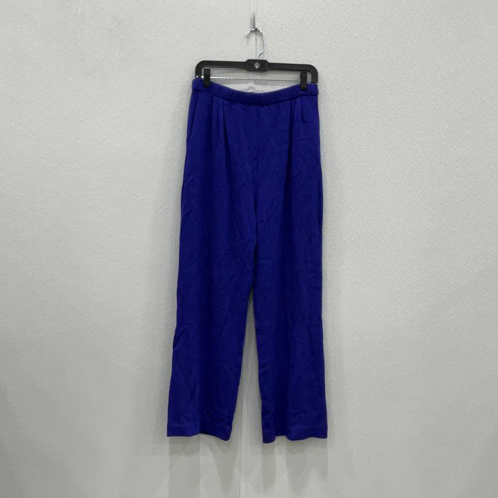 St. John Womens Blue Knitted Pleated Front Pull-O… - image 1