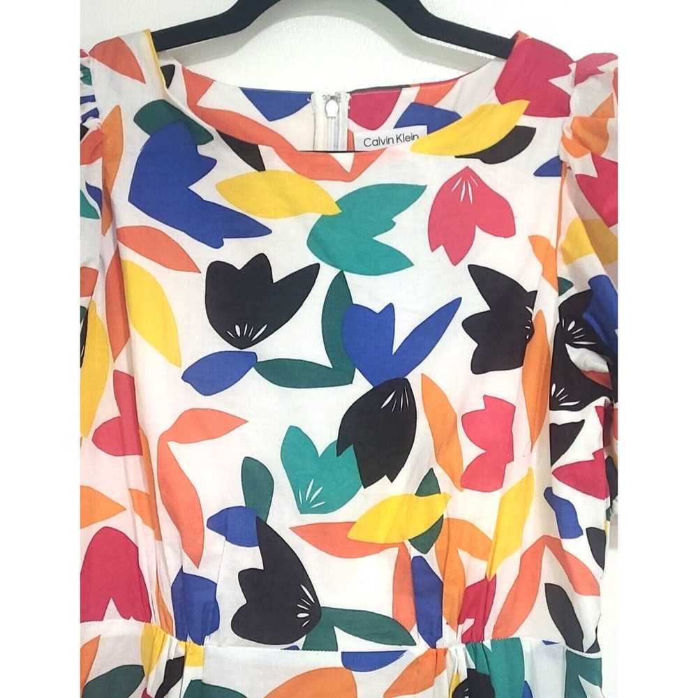 Sz 8 Calvin Klein Floral Midi Dress Bright Multic… - image 4