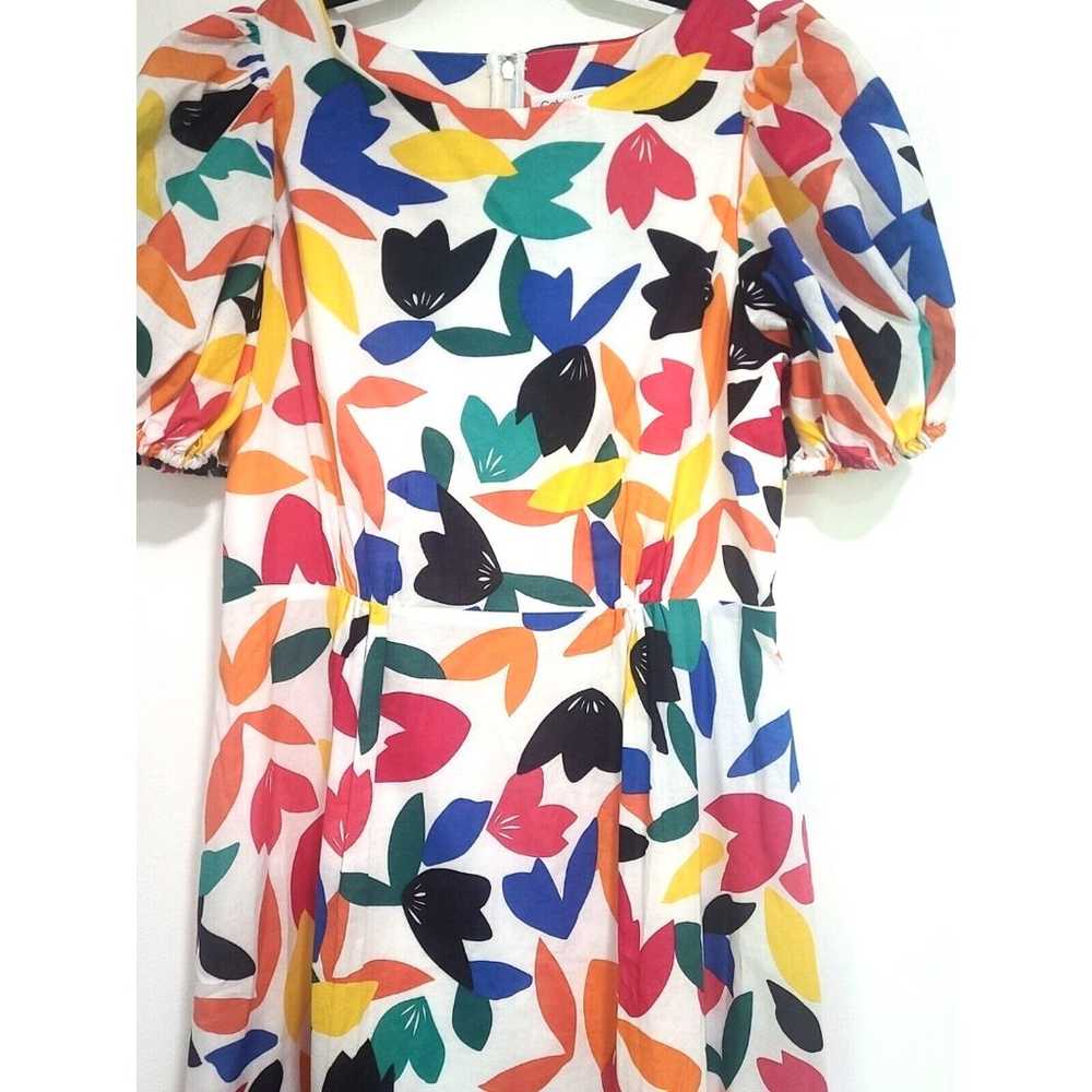 Sz 8 Calvin Klein Floral Midi Dress Bright Multic… - image 5
