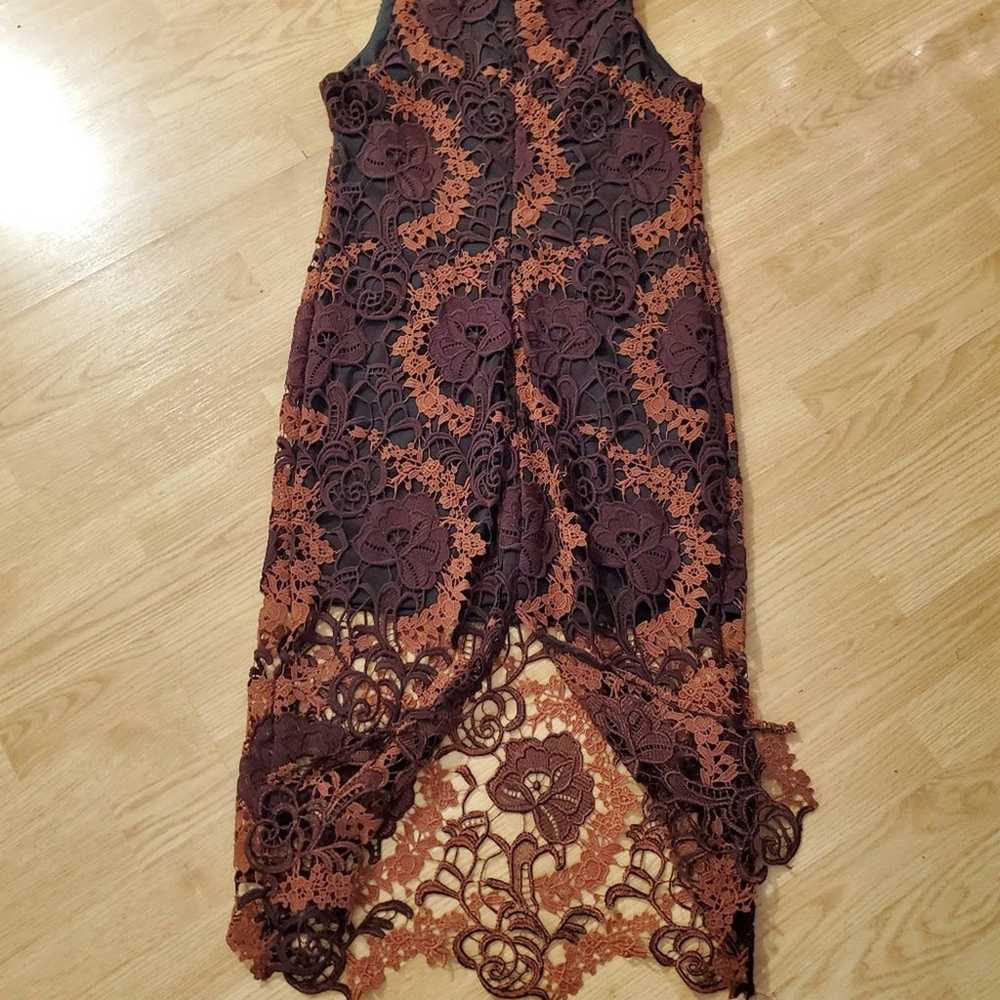 Alexia Admor Reese burgundy & rust crochet dress … - image 3