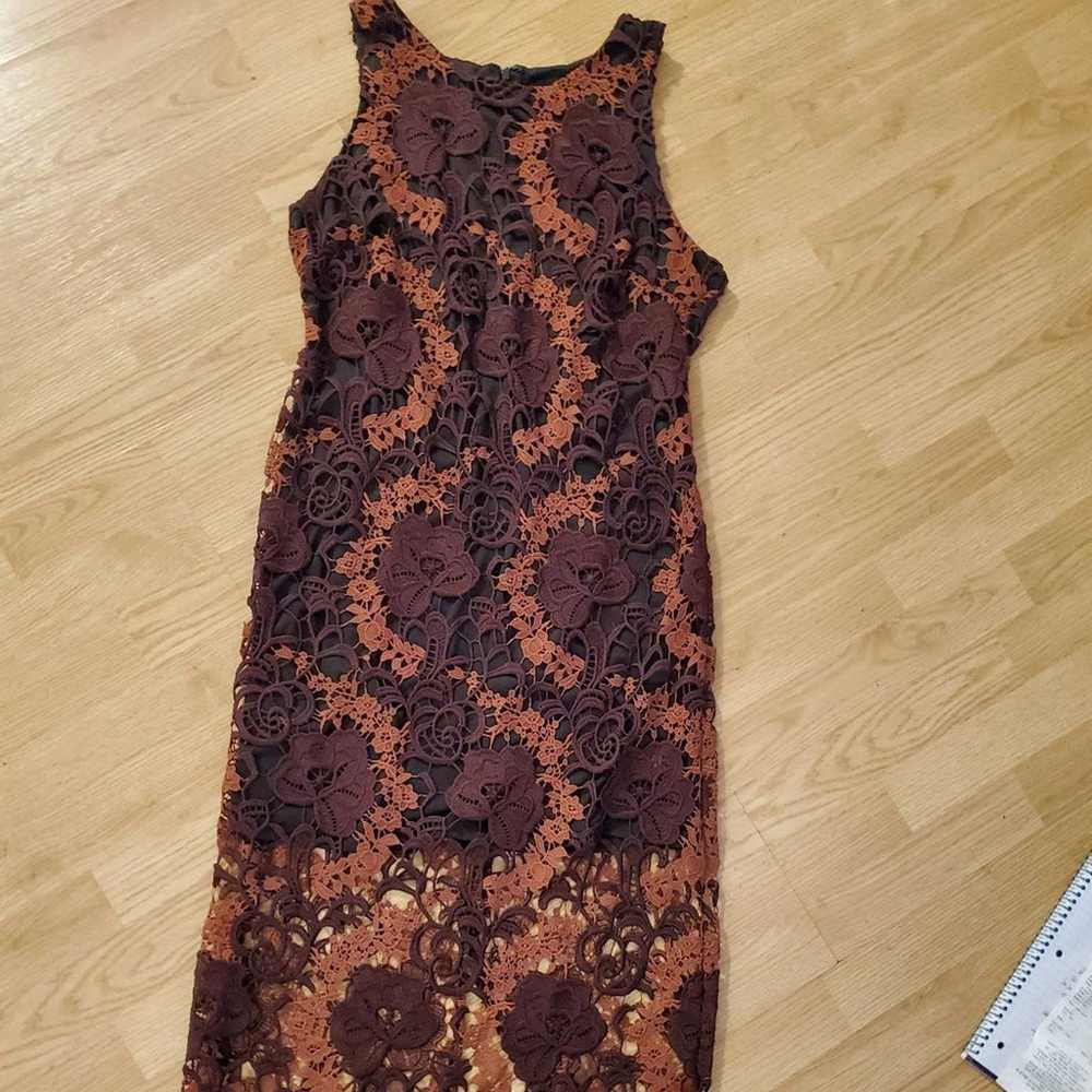 Alexia Admor Reese burgundy & rust crochet dress … - image 4