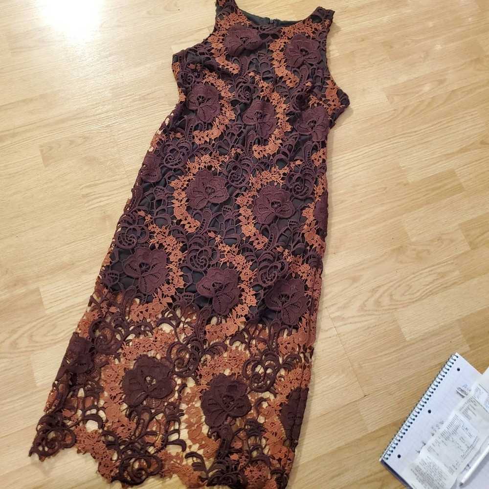 Alexia Admor Reese burgundy & rust crochet dress … - image 7