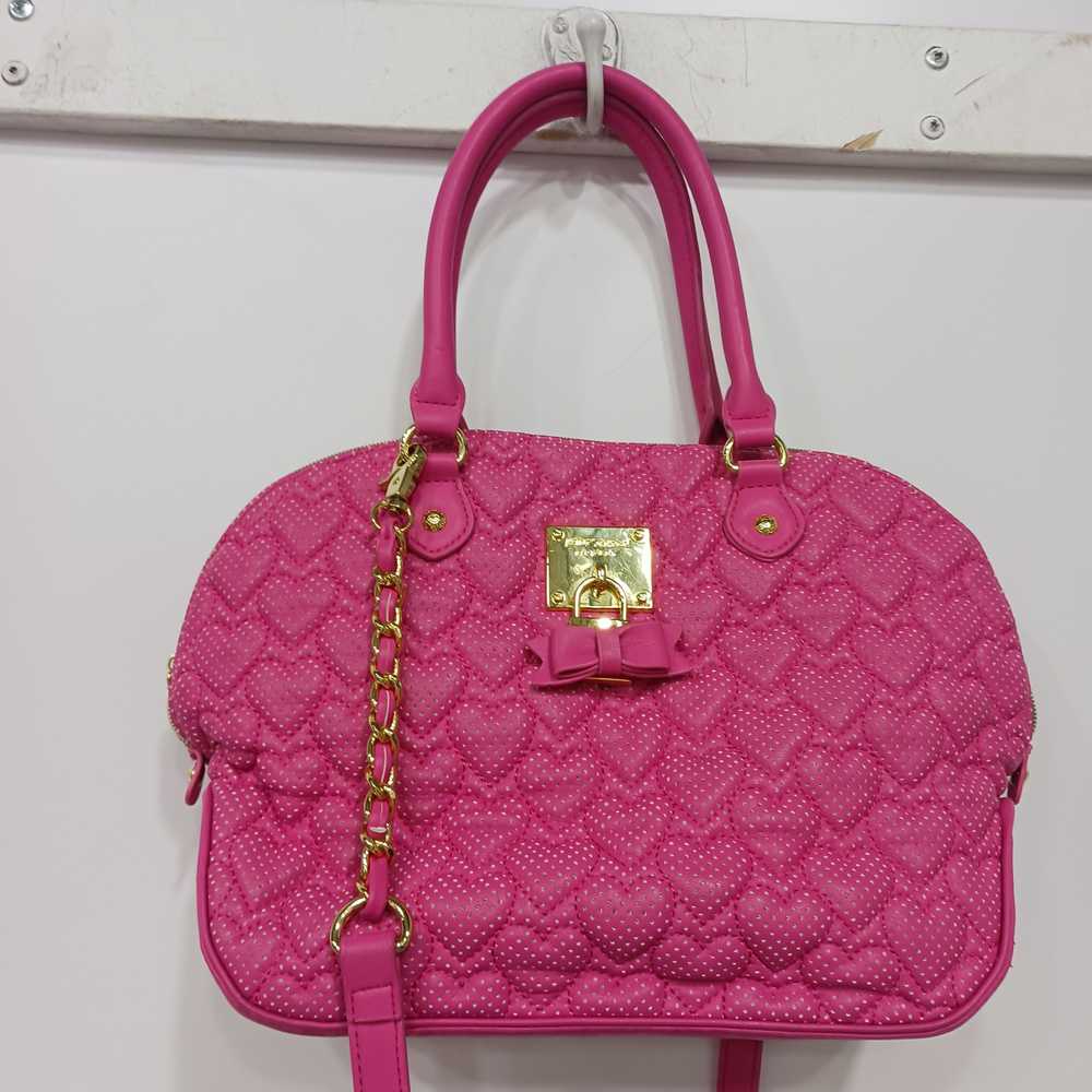 Betsey Johnson Pink Quilted Faux Leather Shoulder… - image 2