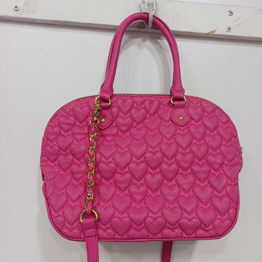 Betsey Johnson Pink Quilted Faux Leather Shoulder… - image 3