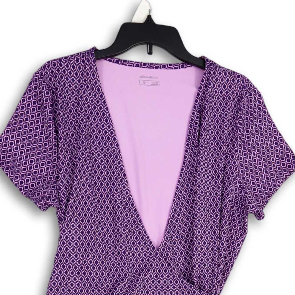 Eddie Bauer Womens Purple Geometric Short Sleeve … - image 3