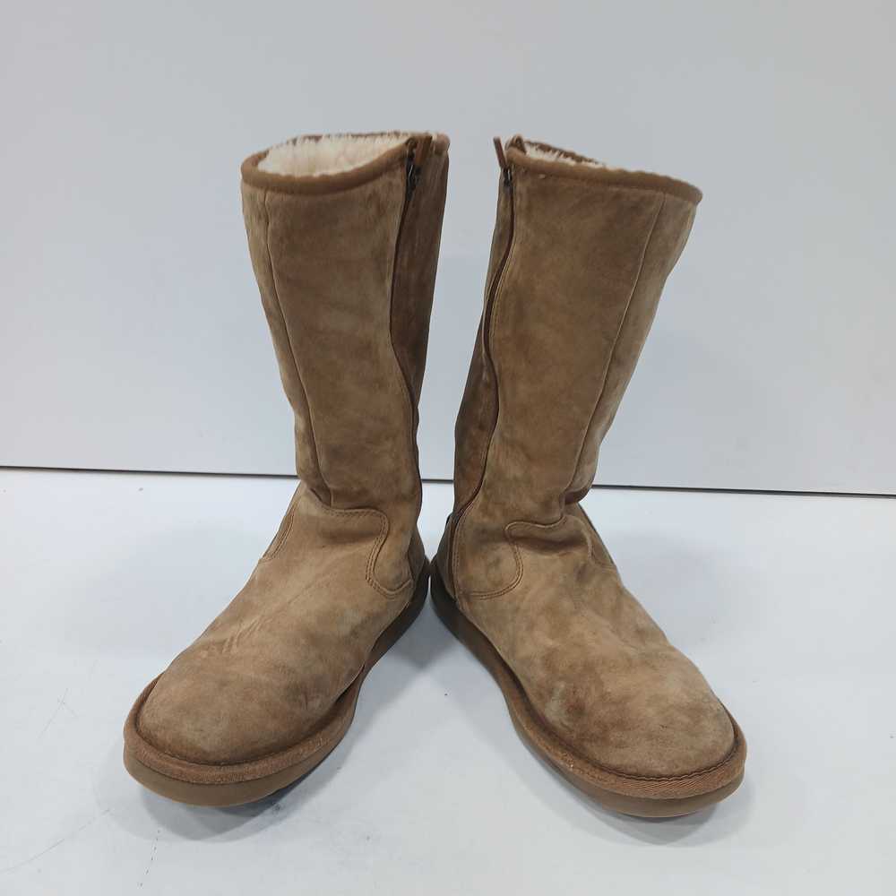 Tall Brown Zip Up Faux Fur Lined UGG Boots Women'… - image 1