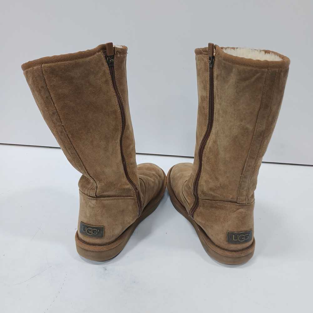 Tall Brown Zip Up Faux Fur Lined UGG Boots Women'… - image 3