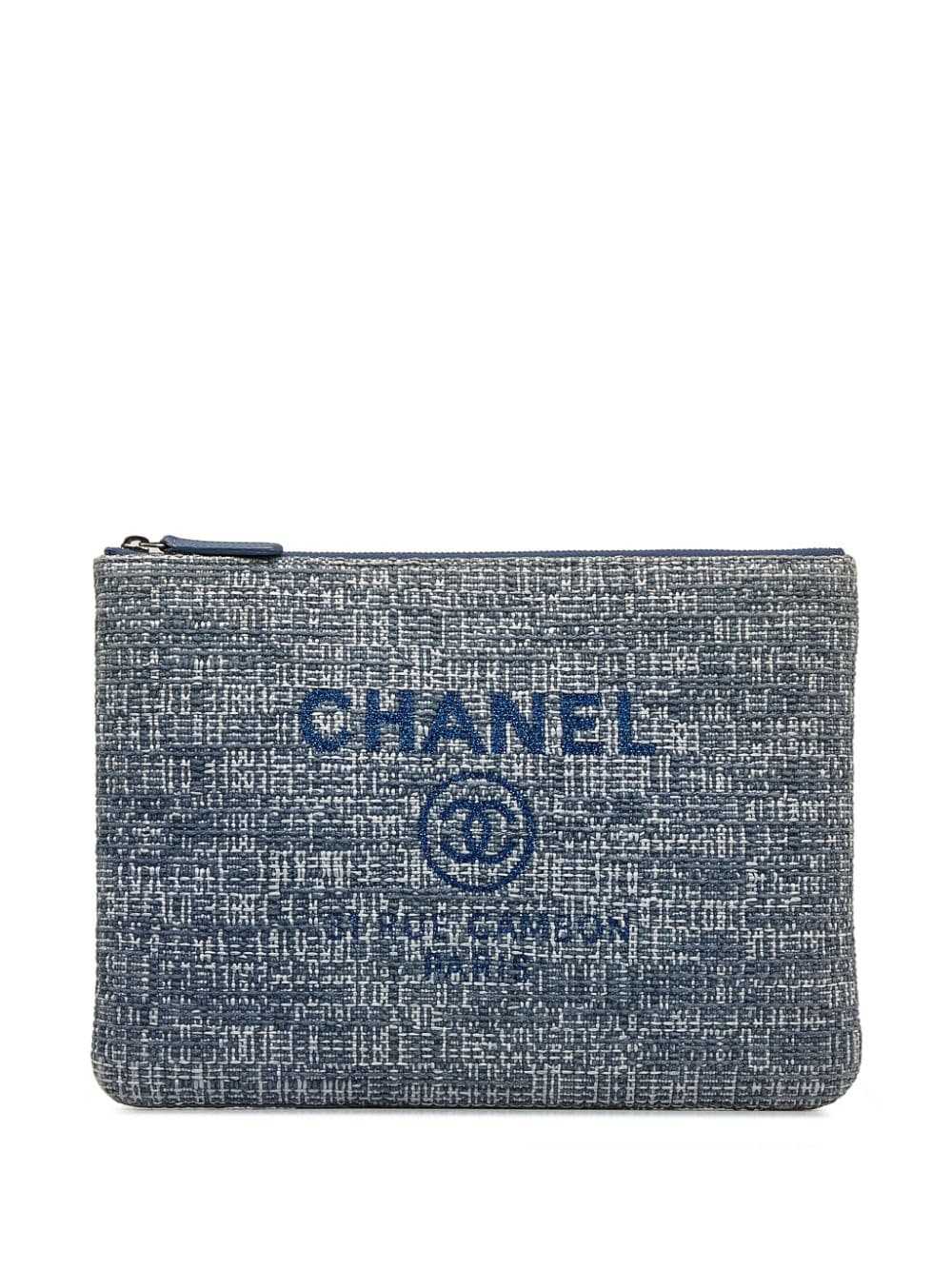 CHANEL Pre-Owned 2018 Deauville O tweed case - Bl… - image 1