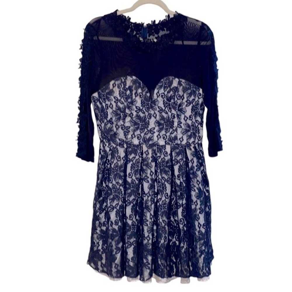 Chi Chi London Navy Mesh Embroidered Blue Flower … - image 1