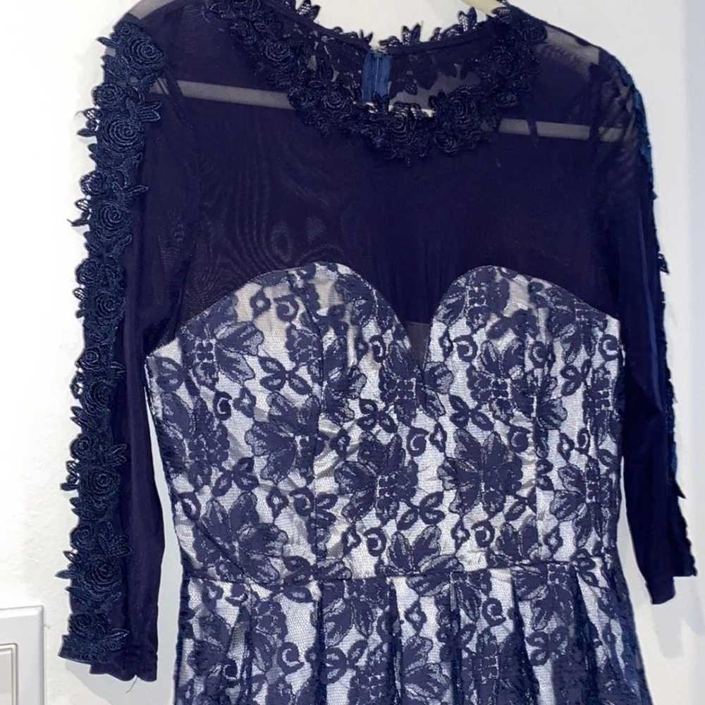 Chi Chi London Navy Mesh Embroidered Blue Flower … - image 2