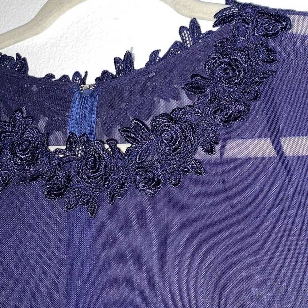 Chi Chi London Navy Mesh Embroidered Blue Flower … - image 4