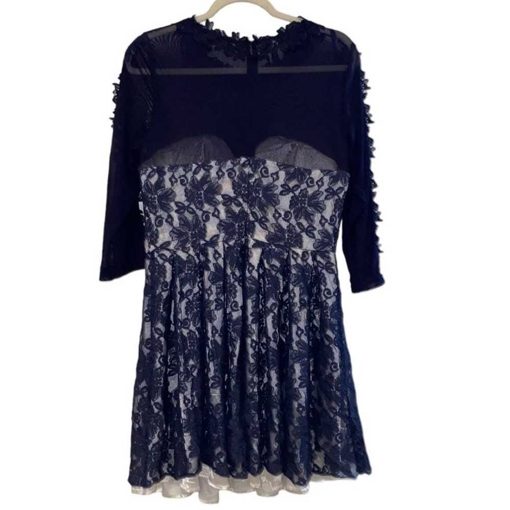 Chi Chi London Navy Mesh Embroidered Blue Flower … - image 6