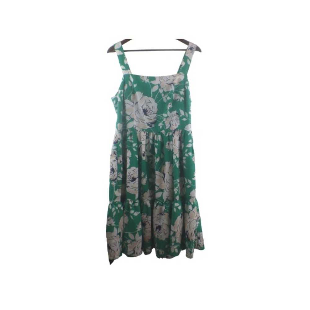 Elize J Green Floral Sleeveless A-Line Flounce Ru… - image 3