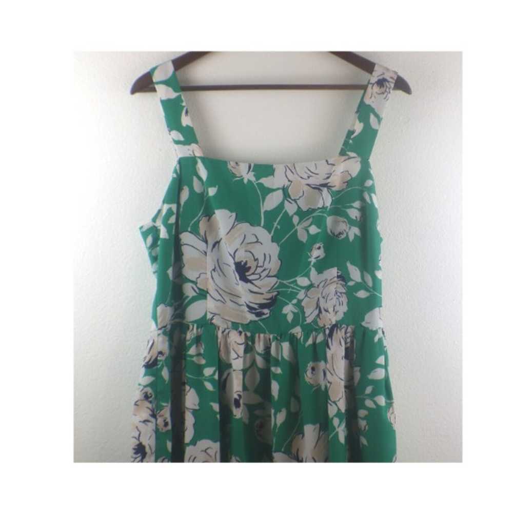 Elize J Green Floral Sleeveless A-Line Flounce Ru… - image 5