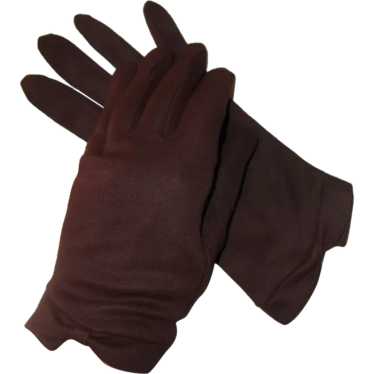 Vintage Gloves, Tailored Bow Detail, Brown Cotton 