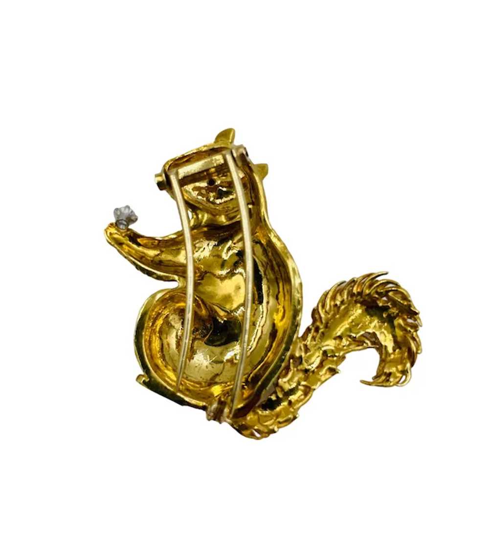 Diamond Ruby Yellow Gold Squirrel Clip Brooch - image 7