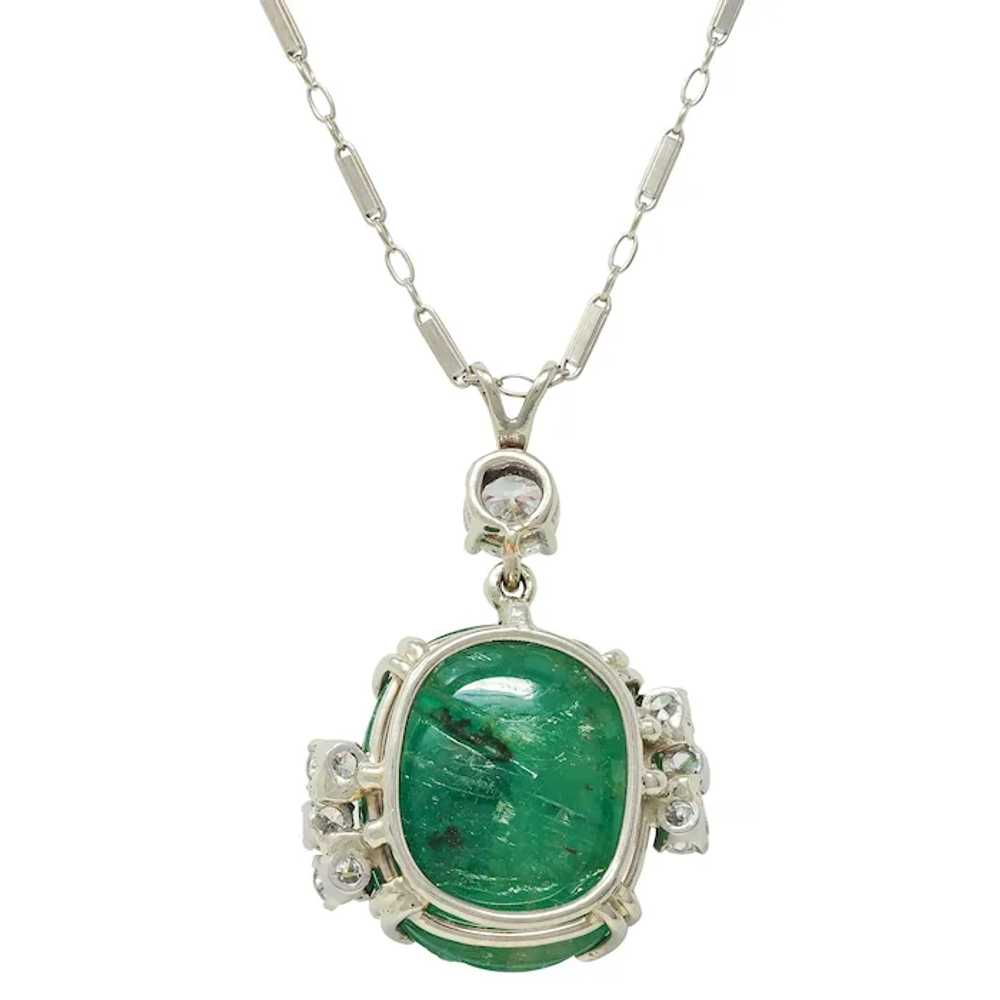 Mid-Century 21.17 CTW Carved Emerald Diamond 14 K… - image 5