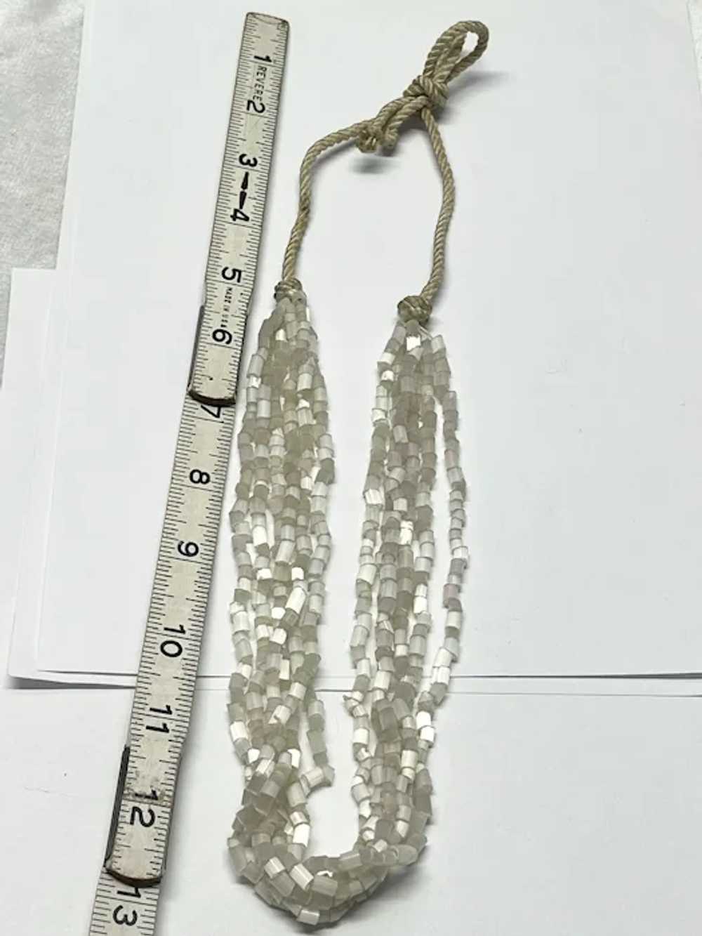 Vintage white glass beaded multi strand necklace - image 4