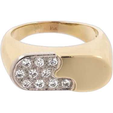 Cluster Diamond Cocktail Ring 14K Two-Tone Gold 0… - image 1
