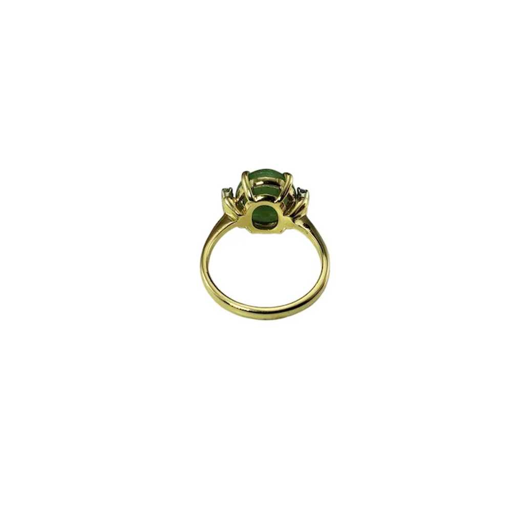 14K Yellow Gold Jade & Diamond Ring Size 6.75 Cer… - image 5