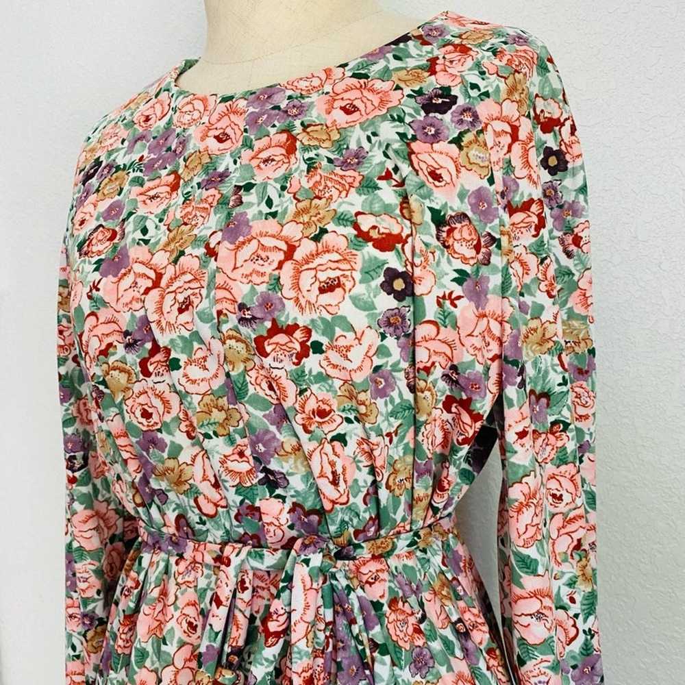 Vintage Handmade 70’s Floral Tie Dress Multicolor - image 11