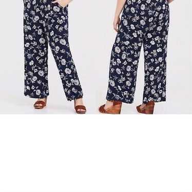 Torrid Navy Floral Challis Jumpsuit Size 2 - image 1