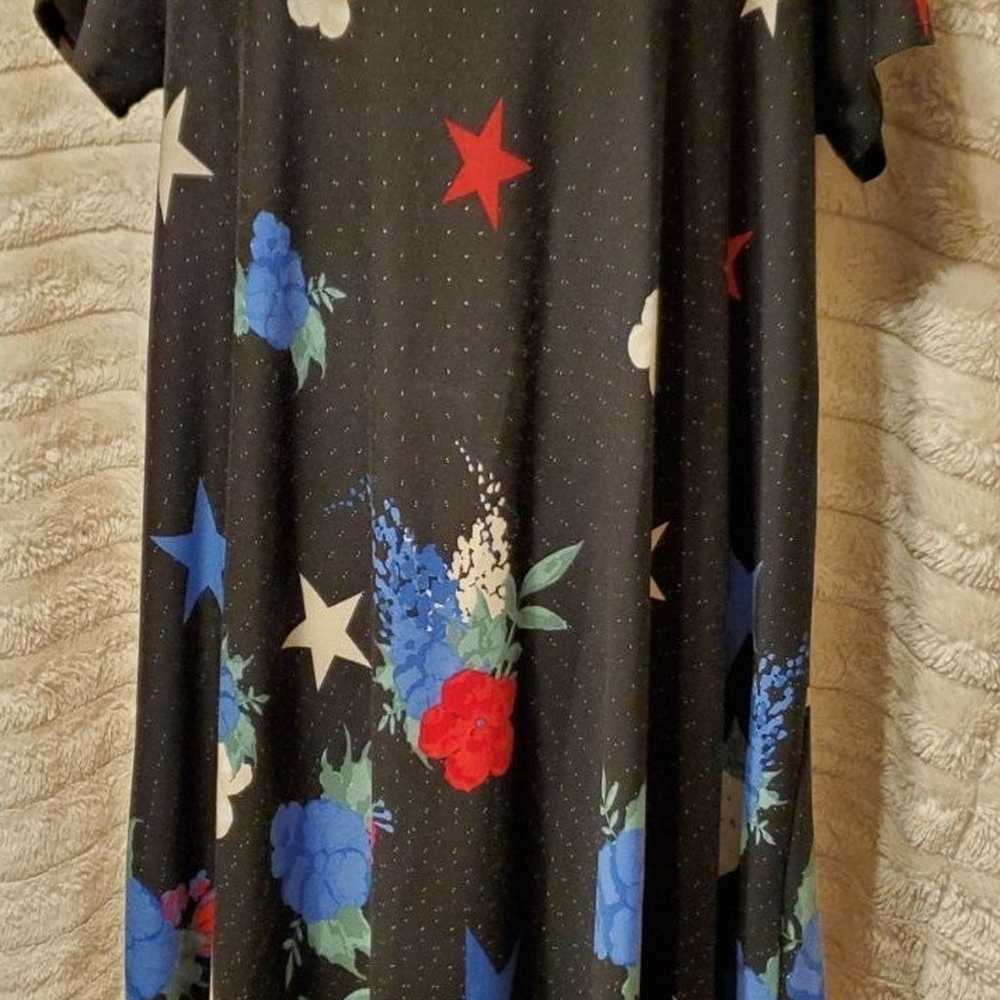 LuLaRoe Carly dress black with polka dots and flo… - image 1