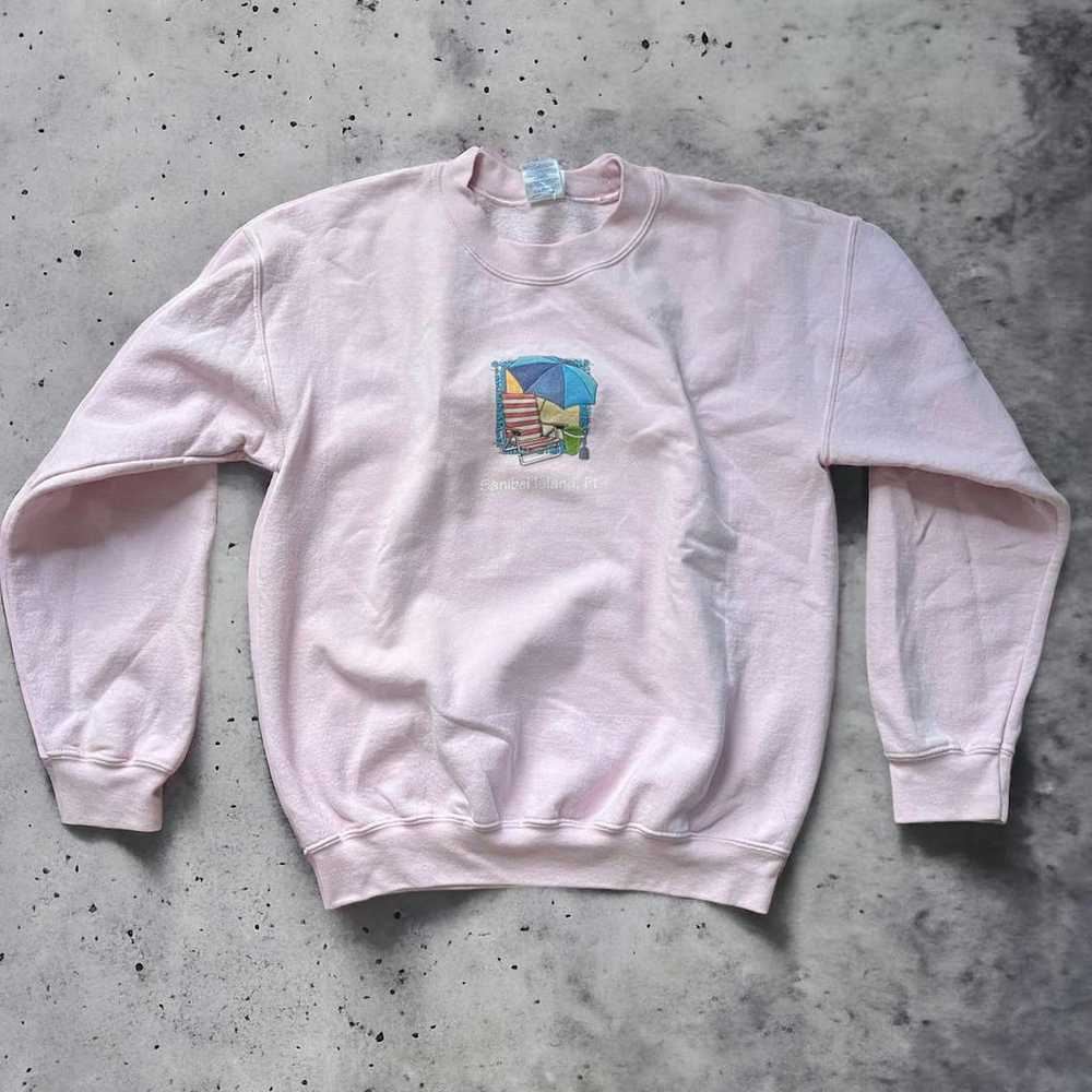 Gildan Sanibel Island Florida Pink Crewneck Sweat… - image 1