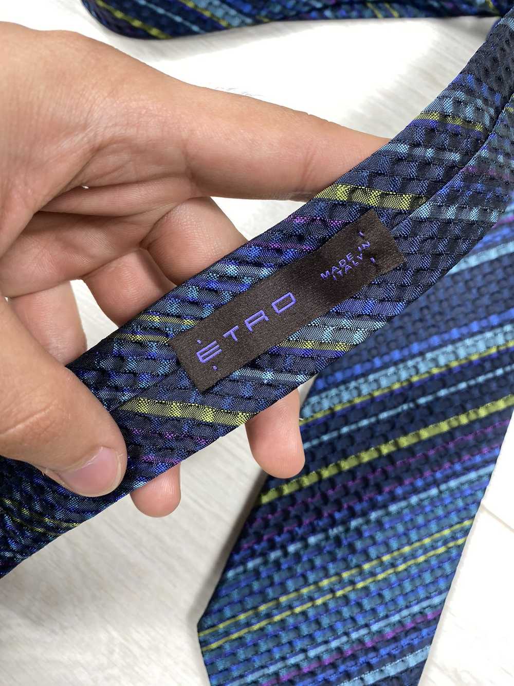 Etro × Luxury × Vintage ETRO Striped Cravatte Tie - image 3