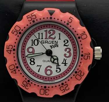 Vintage Gruen 30mm Pink Black Diver Sports Quartz… - image 1