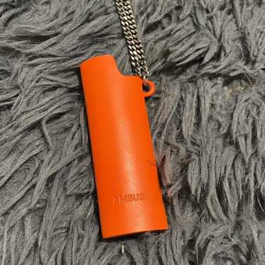 AMBUSH logo-embossed lighter case keyring - Orange