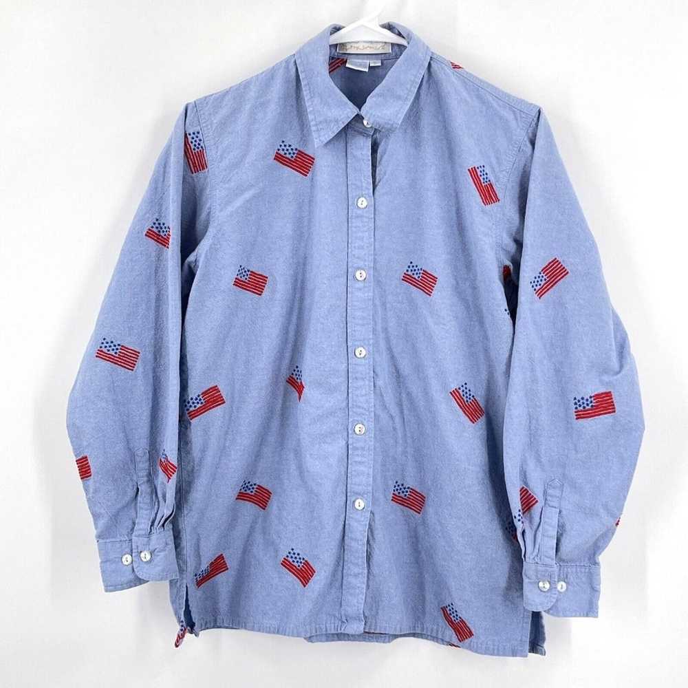 Casey Coleman Vintage Shirt Sz S Blue Chambray US… - image 1
