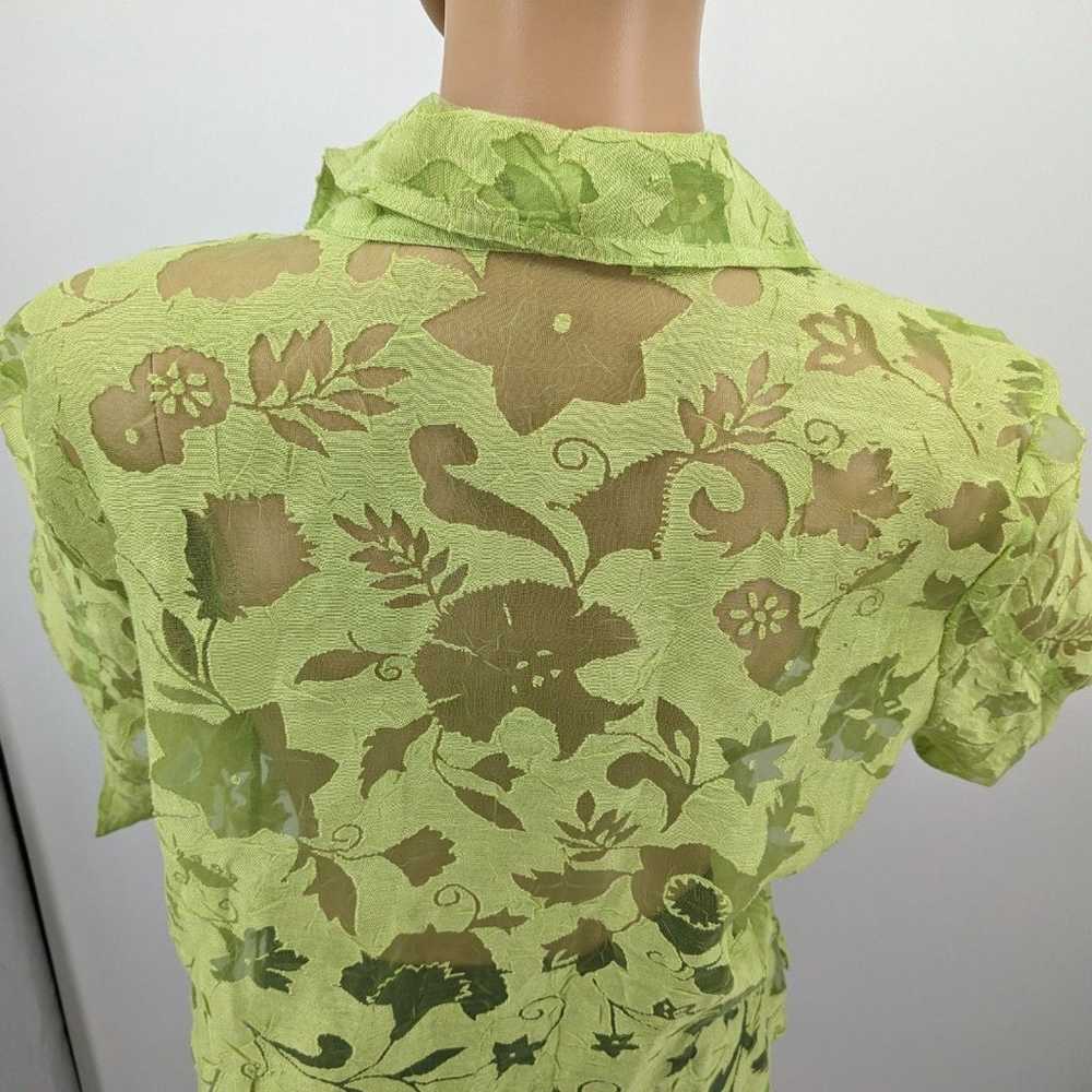 Vintage 2000s y2k Erin London Bright Green Shirt … - image 8