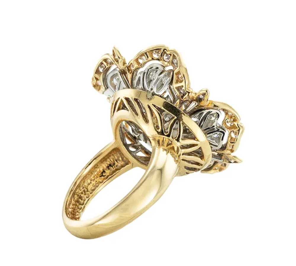 Diamond Gold Camellia Flower Cocktail Ring - image 3