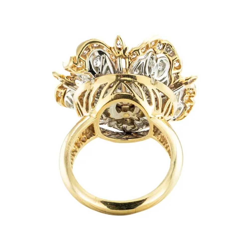 Diamond Gold Camellia Flower Cocktail Ring - image 6